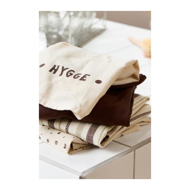 Viskestykke Hygge natur m/brunt print