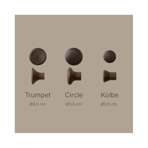 Knager, Runde Circle, olieret Eg, 3,5cm, 2 stk/pk. 