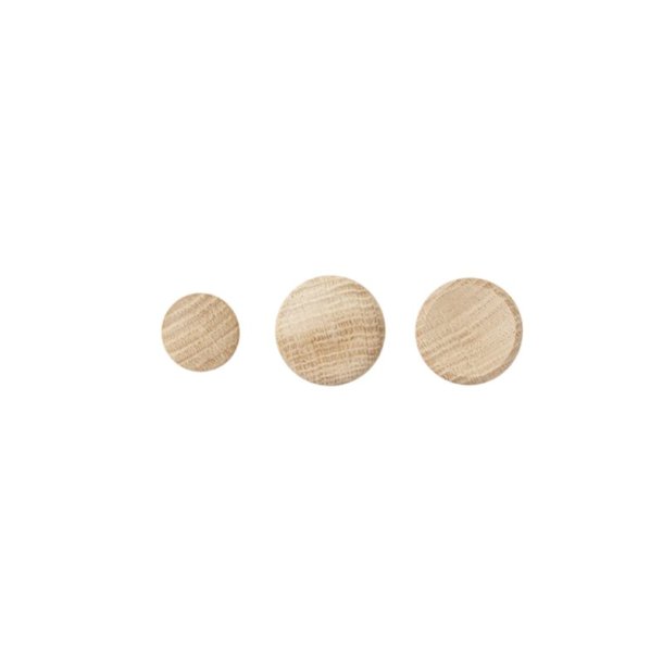 Knager, Runde Circle, Natur Eg, 3,5cm, 2 stk/pk. 