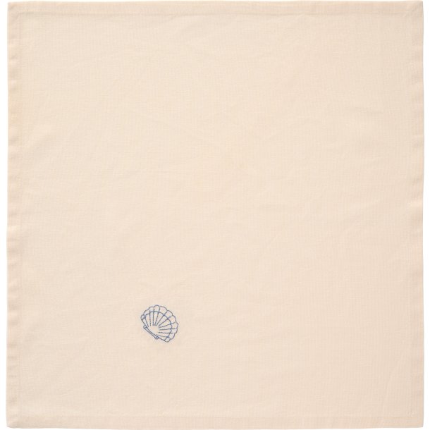 Stofserviet Atlantis med broderi af musling, butter cream, B: 40 L: 40, 100% Bomuld, Ib Laursen