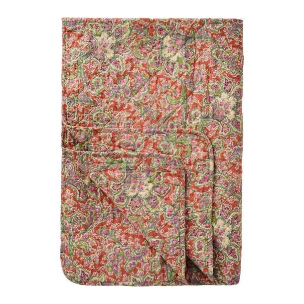 Vattppe, Quiltet Quilt orange m/paisleymnster, 130x180cm, 100% Bomuld, Ib Laursen