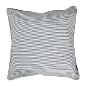 Pyntepude, Oslo, 50x50cm, M�rkebl� og hvide striber, m/pipingkant og naturfyld.