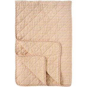 Quiltet vatt�ppe m/mustard og lyser�de smalle striber, 130x180cm, Ib Laursen