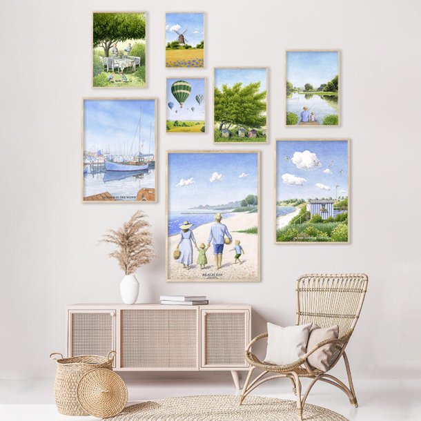 Plakat, Summer at the water, Kunstprint 50x70cm.