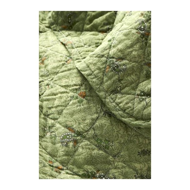 Vatt�ppe, Quiltet gr�n m/blomsterranker, Ib Laursen
