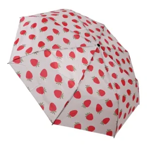 Foldeparaply, M/ print af Jordbr, 100cm, DGA 