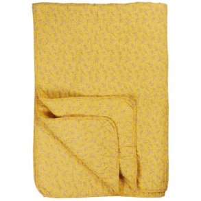 Vatt�ppe, Quiltet gul m/hvide blomster, 130x180cm, Ib Laursen