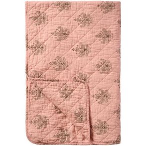 Vatt�ppe, Quiltet, rosa m/m�rkegr�t blokm�nster, 130x180cm, IBL
