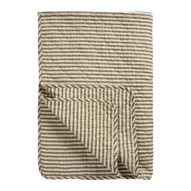Vattppe, Quiltet, sand m/oliven striber, 130x180cm, IBL