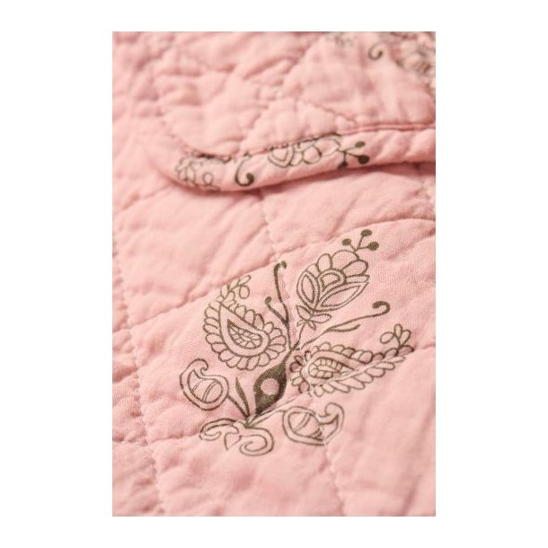 Vatt�ppe, Quiltet, rosa m/m�rkegr�t blokm�nster, 130x180cm, IBL