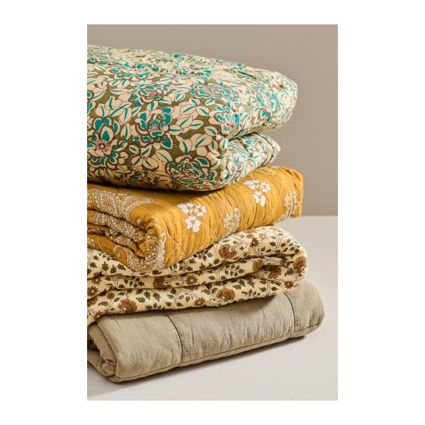 Vattppe, Quilt mustard m/paisleymnster, 130x180cm, IBL