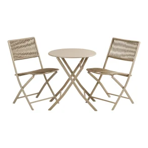 Caf�s�t, Silkeborg, 2 stole og 1 bord, polyester/st�l, taupe