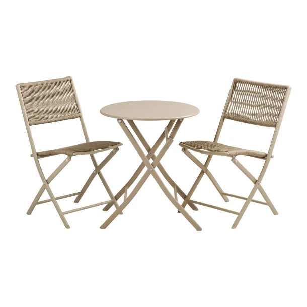 Caf�s�t, Silkeborg, 2 stole og 1 bord, polyester/st�l, taupe