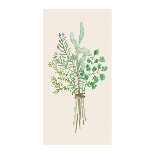 Serviet m/print af krydderurtebuket 16 stk/pk, B: 40 L: 40cm, Papir, Ib Laursen