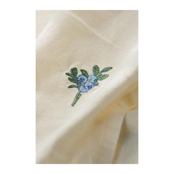 Stofserviet, Summer Vibes m/broderi af bl�b�rstilk, butter cream, B: 40 L: 40cm, Ib Laursen
