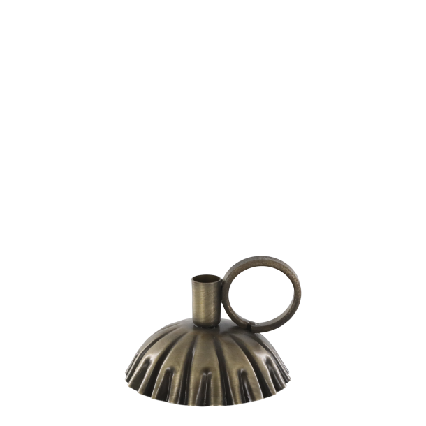 Kammerstage til kertelys, H6,5/L9/B8 cm antique messing