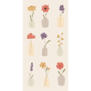 Serviet m/print af blomster i vaser 16 stk/pk, B: 40 L: 40cm, Papir, Ib Laursen