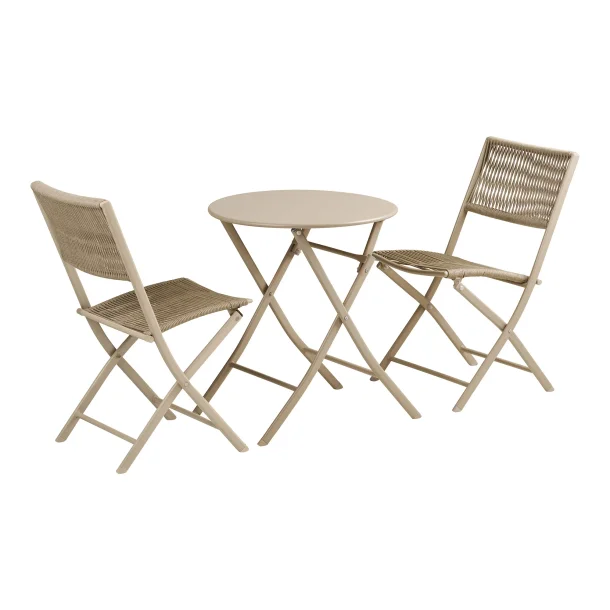 Caf�s�t, Silkeborg, 2 stole og 1 bord, polyester/st�l, taupe