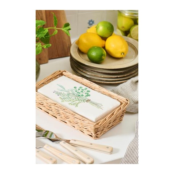Serviet m/print af krydderurtebuket 16 stk/pk, B: 40 L: 40cm, Papir, Ib Laursen