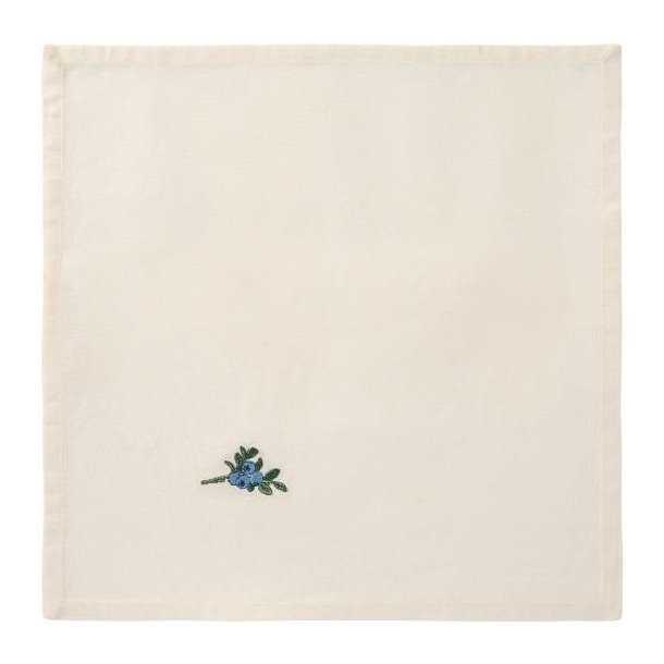 Stofserviet, Summer Vibes m/broderi af bl�b�rstilk, butter cream, B: 40 L: 40cm, Ib Laursen