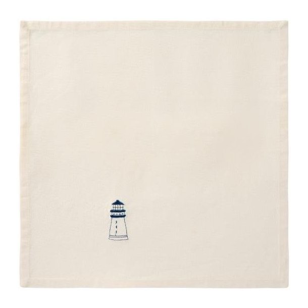 Stofserviet Atlantis m/broderi af bl�t fyrt�rn butter cream, B: 40 L: 40cm, Ib Laursen