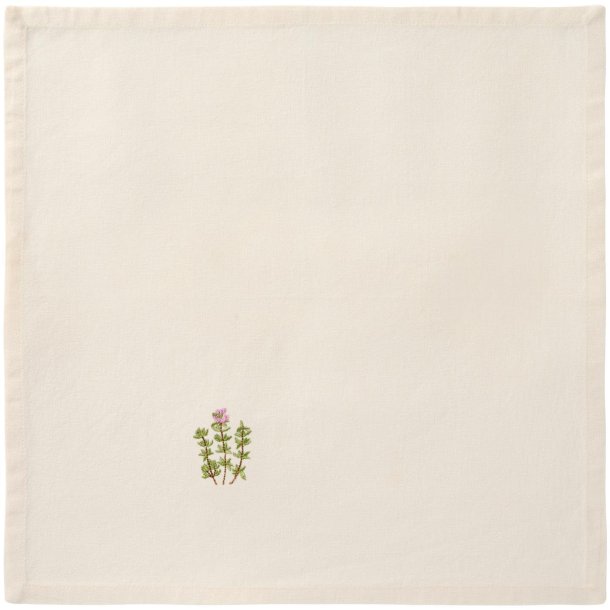 Stofserviet Summer Vibes m/broderi af timian butter cream, B: 40 L: 40, Ib Laursen