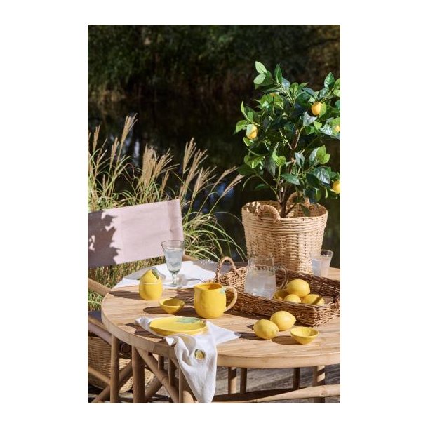 Stofserviet Summer Vibes m/broderi af citron, butter cream, B: 40 L: 40cm, Ib Laursen
