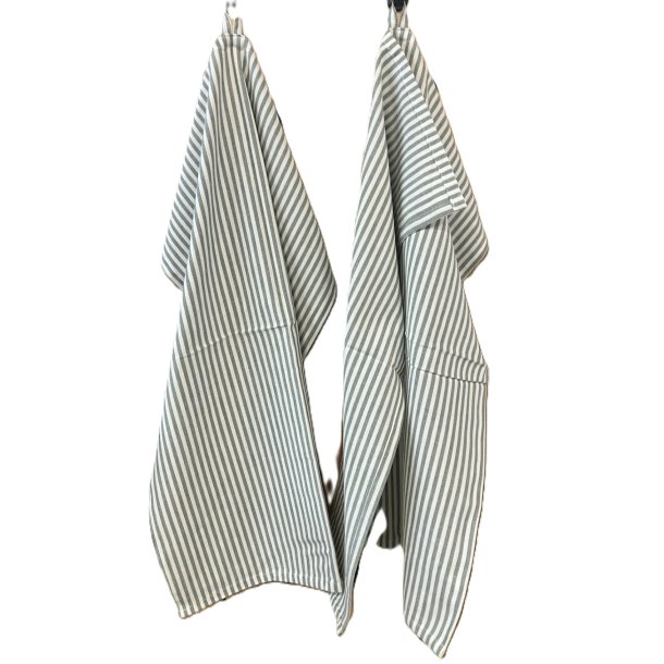 Viskestykke, Skanderborg, Natur/gr�nne striber, 50x70cm, 100% Bomuld