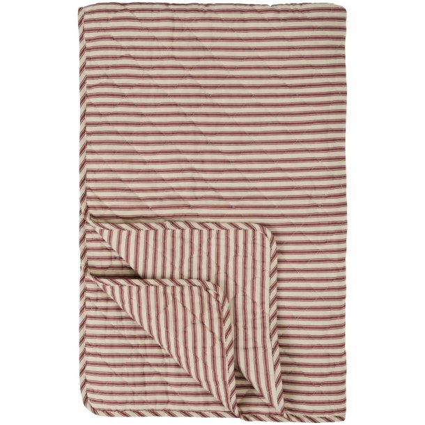 Vatt�ppe, Quiltet sand m/dusty plum striber 130x180cm, Ib Laursen