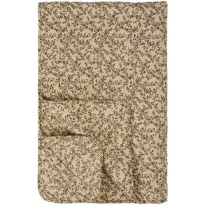 Vatt�ppe, Quiltet cremefarvet m/brune blomsterranker 130x180cm, Ib Laursen