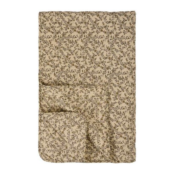 Vatt�ppe, Quiltet cremefarvet m/brune blomsterranker 130x180cm, Ib Laursen