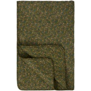 Vatt�ppe, Quiltet gr� m/gr�nne, bl� og rosa blomster 130x180cm, Ib Laursen