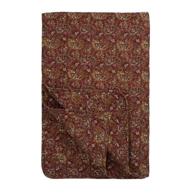 Vatt�ppe, quiltet, rosa m/gr�nt, gr�t og m�rkrosa paisleym�nster, 130x180cm Ib Laursen