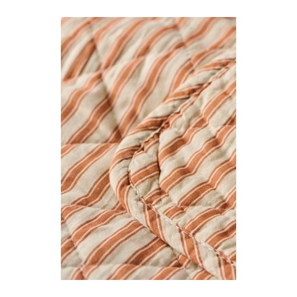 Vatt�ppe, Quiltet sand m/sienna striber 130x180cm, Ib Laursen