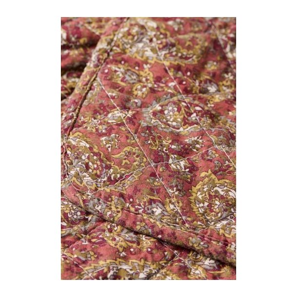 Vatt�ppe, quiltet, rosa m/gr�nt, gr�t og m�rkrosa paisleym�nster, 130x180cm Ib Laursen