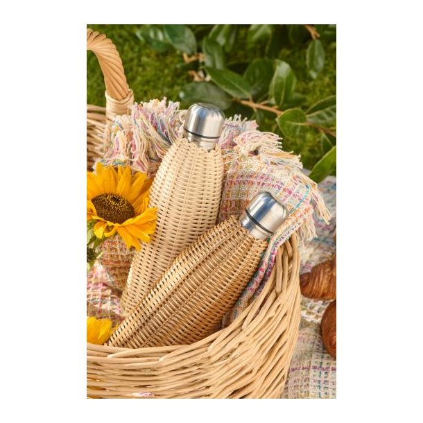 Termoflaske natur polyrattan h�ndflettet 500 ml