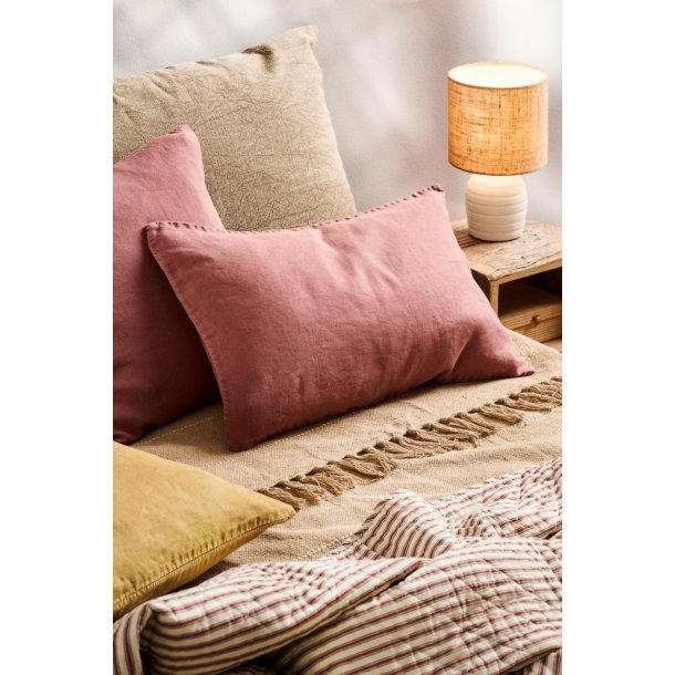 Vatt�ppe, Quiltet sand m/dusty plum striber 130x180cm, Ib Laursen