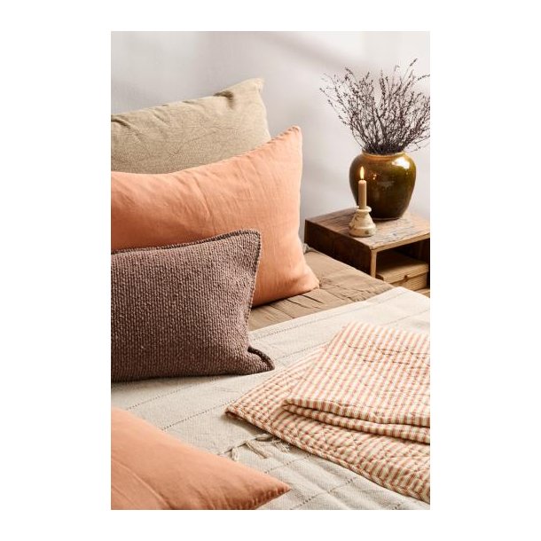 Vatt�ppe, Quiltet sand m/sienna striber 130x180cm, Ib Laursen
