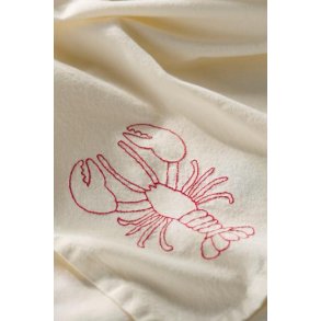Viskestykke Atlantis m/broderi af hummer butter cream, B: 50 L: 70, Ib Laursen