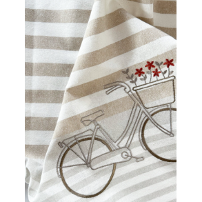 Viskestykke, Cykel M/blomsterkurv, 50x70cm, Hr/Bomuld