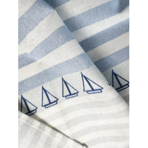Viskestykke, M/ Broderi af Sejlbde p rkke, 50x70cm, Hr/Bomuld