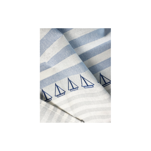 Viskestykke, M/ Broderi af Sejlbde p rkke, 50x70cm, Hr/Bomuld