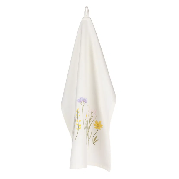 Viskestykke m/broderi blomst 50x70cm bomuld