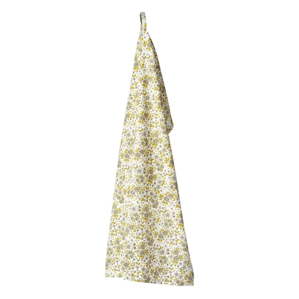 Viskestykke i gr�nne og natur farvet blomstret m�nster 50x70cm bomuld, Speedtsberg,