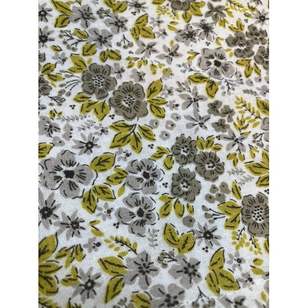 Viskestykke i gr�nne og natur farvet blomstret m�nster 50x70cm bomuld, Speedtsberg,