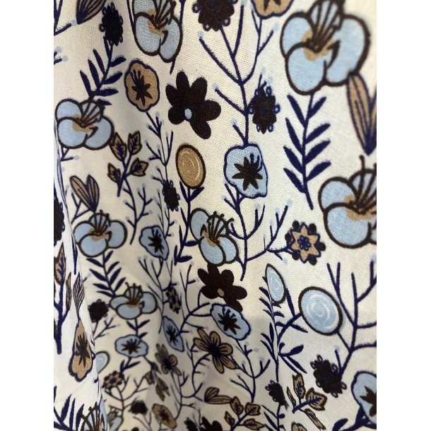 Viskestykke, m/blomstertryk i lysebl� og m�rkebl� farver, Speedtsberg