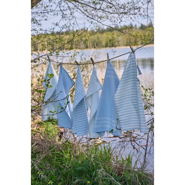 Viskestykke, Lysebl�/hvid stribet, 50x70cm, Speedtsberg, bomuld