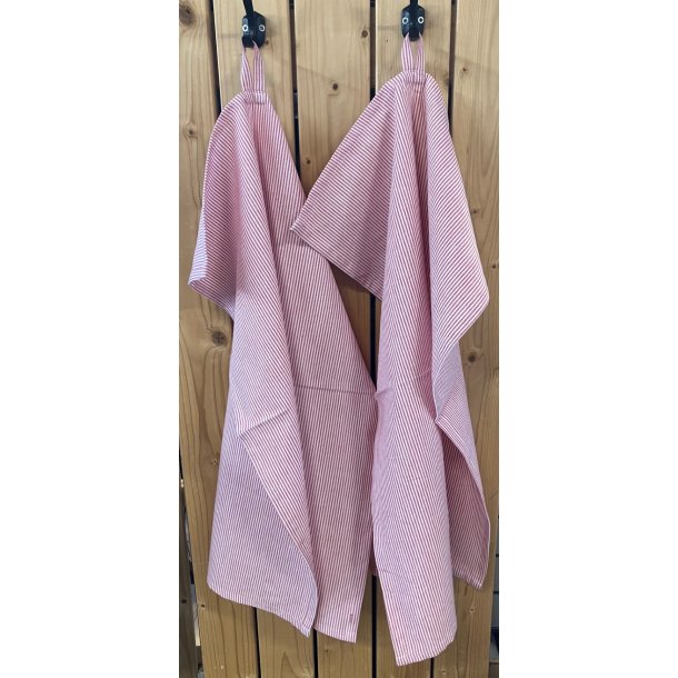 Viskestykke 50x70cm bomuld, Hvid/Pink striber