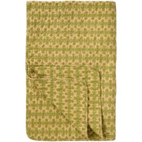 Quiltet Vatt�ppe, m/gr�nt m�nster, 130x180cm, Bomuld Ib Laursen