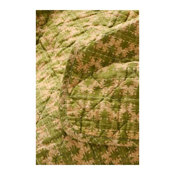 Quiltet Vatt�ppe, m/gr�nt m�nster, 130x180cm, Bomuld Ib Laursen